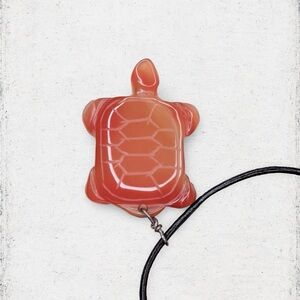 4691. Orange Turtle Animal Stone Necklace
